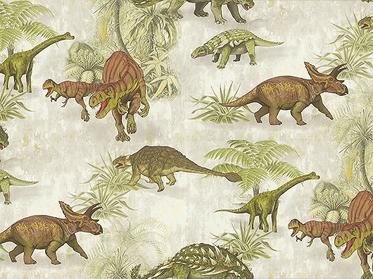 Green & Brown Childrens Dinosaur Wallpaper 08 Beige 