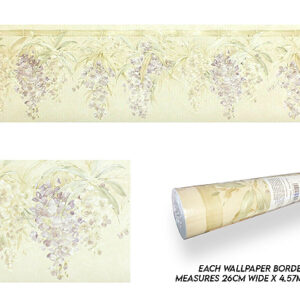Lavender, Wisteria Floral with Bamboo on a Cream Background 31