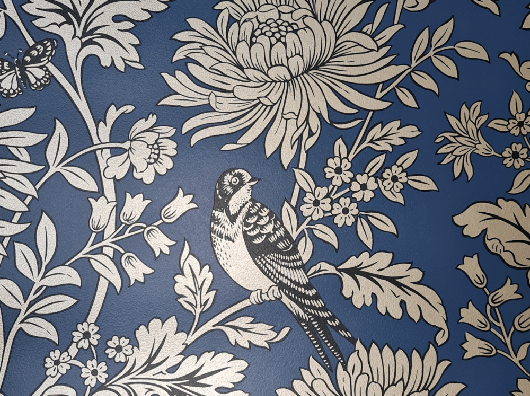 Blue & Gold, Arts & Crafts Inspired Wallpaper – Wallpaper John's