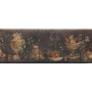 Metallic Black & Copper, Fruit Bowls & Vases, Wallpaper Border - ONB65085