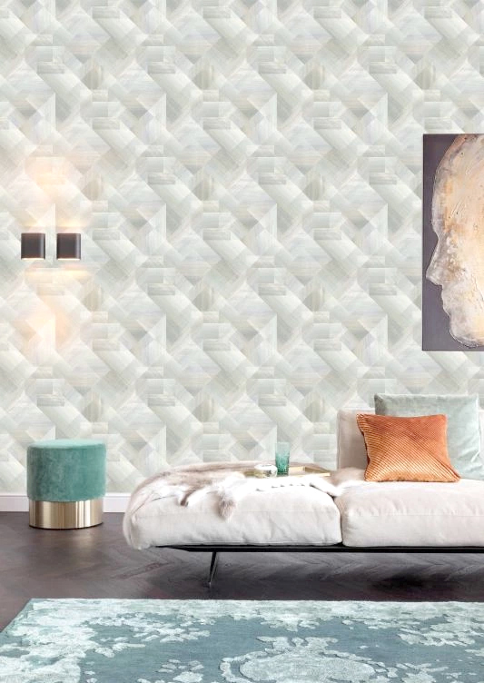 Geo Pattern with Metallic Detail (Double Width Roll) - Image 2
