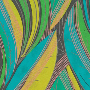 Multicoloured, Modern Layered Leaves (Double Width Roll) (01)