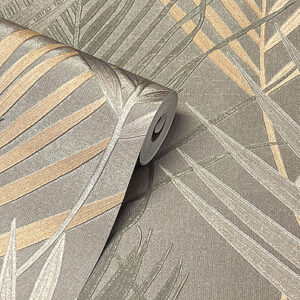 Mocha & Gold Palm Leaf Pattern