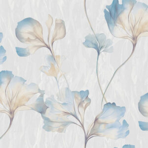 Blue Floral Serenity (Double Width Roll)