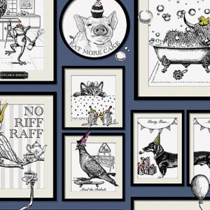 Quirky Animal Picture Frames on a Blue Bg