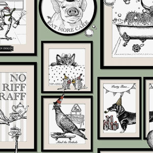 Quirky Animal Picture Frames on a Sage Bg