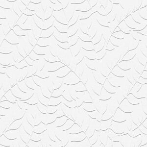 Textured Botanical Leaf, Paintable Wallpaper (White)